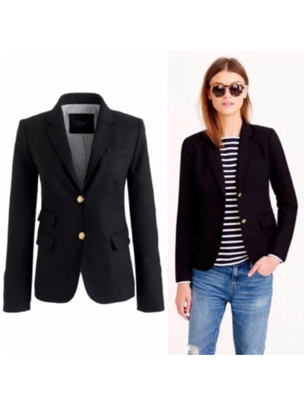 J Crew Schoolboy Black Wool Blazer size 4